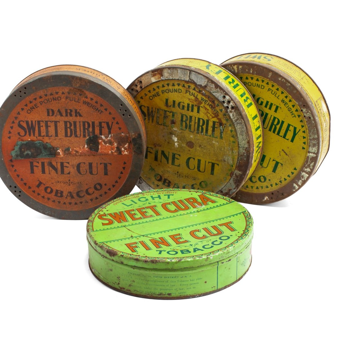Four Tobacco Advertising Tin Litho Round Cans (1 of 4)
