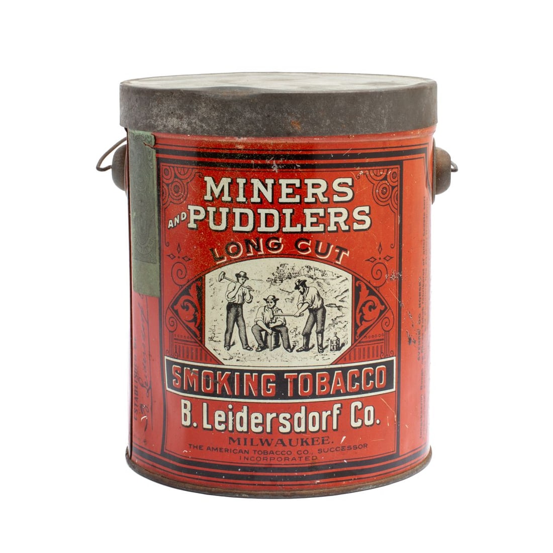 Miners & Puddlers Long Cut Tobacco Tin Litho Pail (1 of 3)