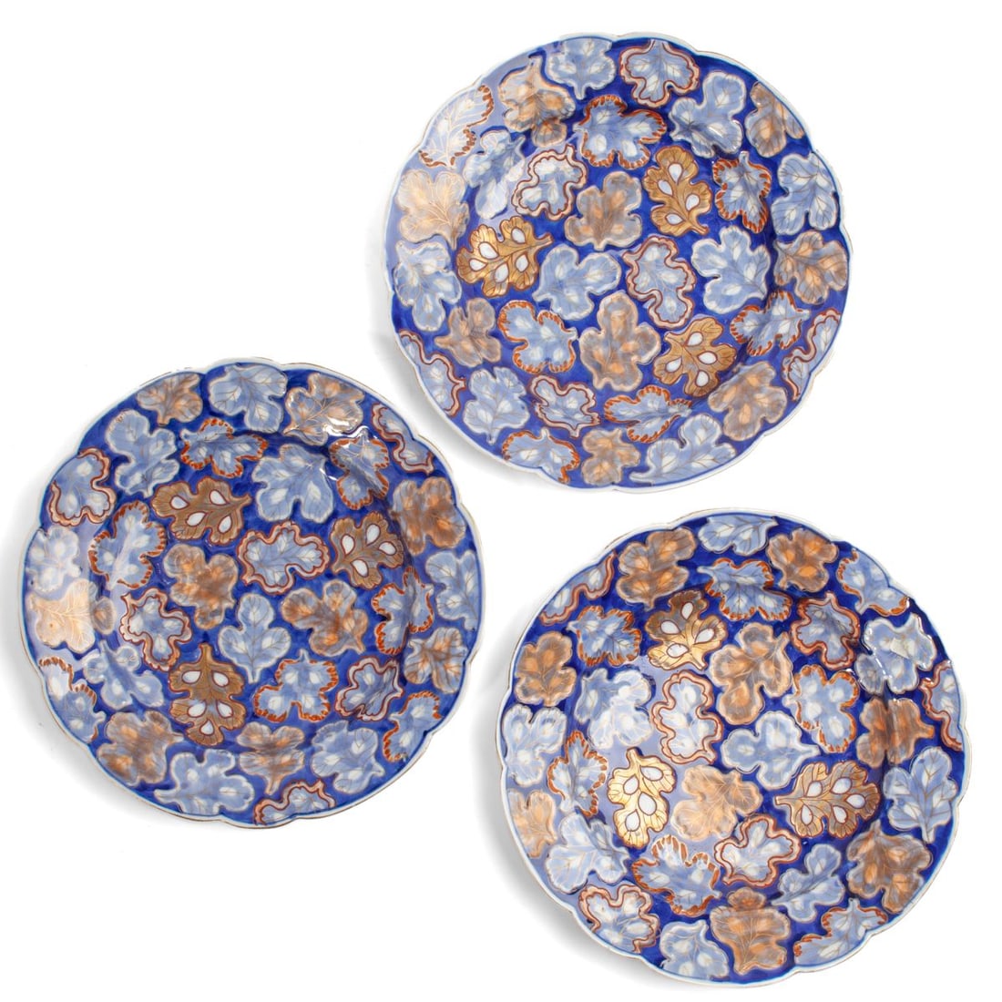 Three Japanese Arita Porcelain "Oak Leaf" Dishes (1 of 6)