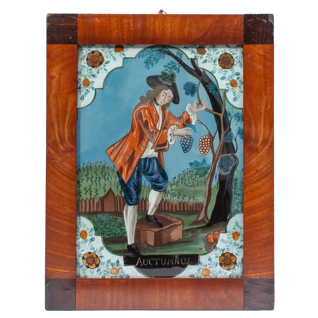 European Subject "Autumn" Reverse Glass Painting (1 of 3)