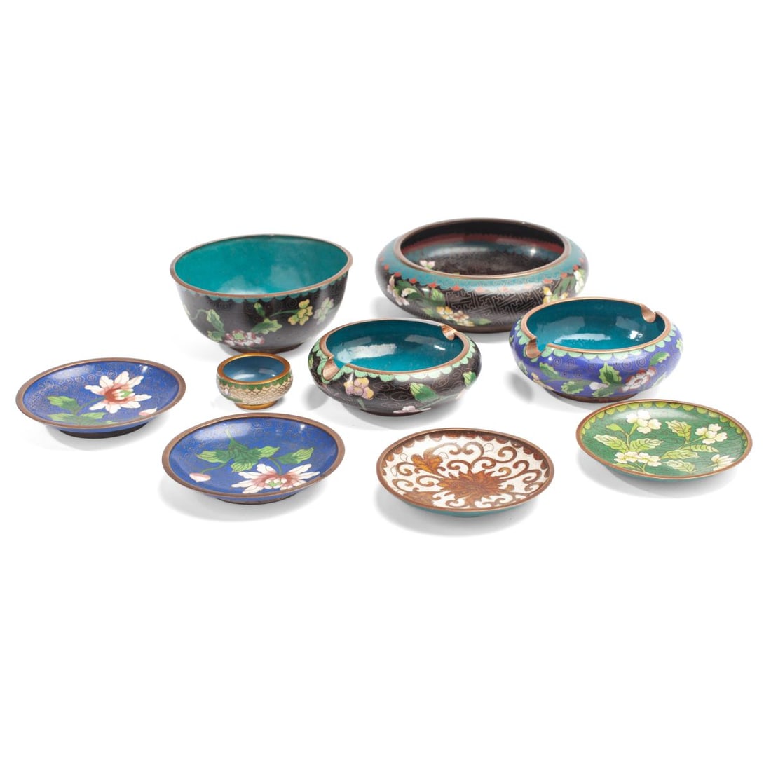 Group 10 Chinese Cloisonne Bowl / Ashtray / Dish (1 of 6)