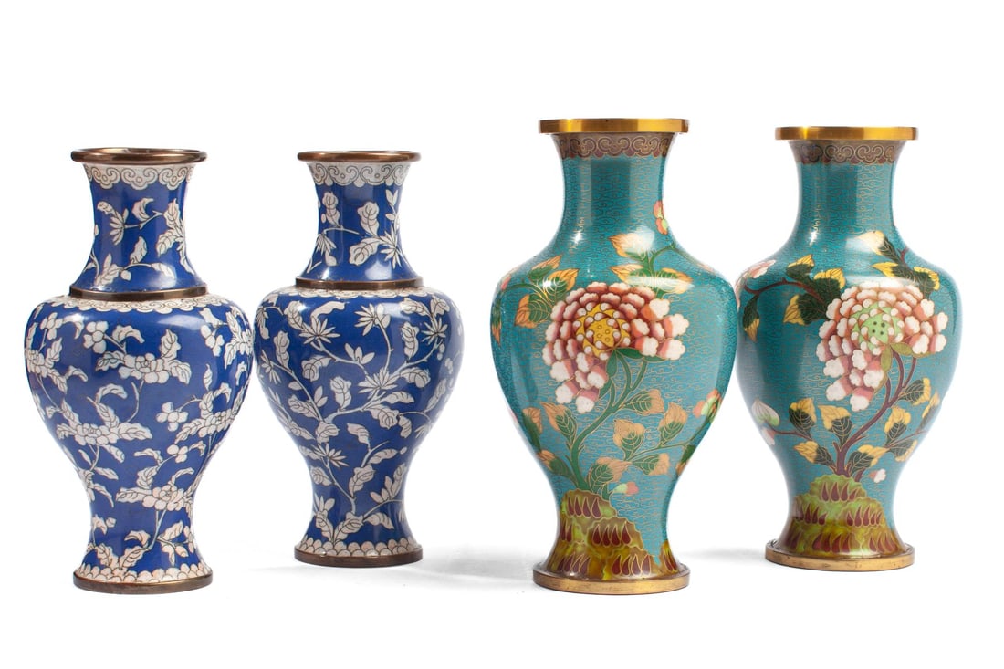 Two Pairs Vintage Chinese Cloisonne Vases (1 of 8)