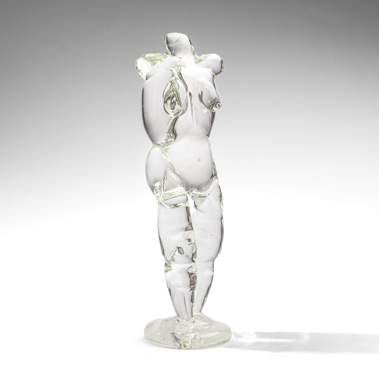 David Schwartz (WA) Nude Sculpted Glass Figure: David Schwartz (b.1952 Washington) Nude Sculpted Glass Figure, 1992. Inscribed on base "My first human form Dave Schwartz Pilchuck 1992". Measures 15x5". Excellent condition. Collection of Marge Levy