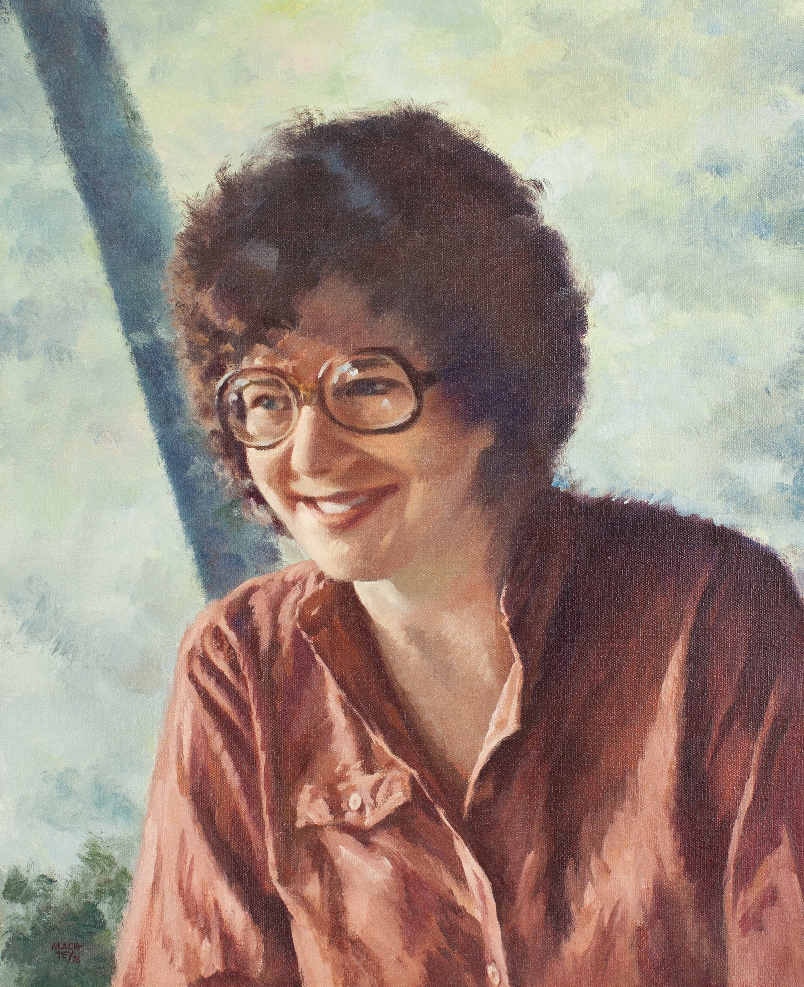 Nathan Machtey "Portrait of Marge Levy" Oil: Nathan Machtey (1907-1986 Florida) "Portrait of Marge Levy" Oil on Canvas, 1978. Signed and dated lower left. Machtey was a successful art director and illustrator known for his pulp comic covers