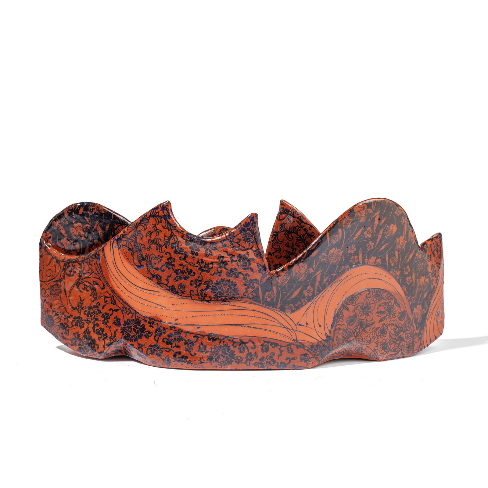 Marge Levy (WA) Terracotta Wave Boat Bowl (1 of 3)