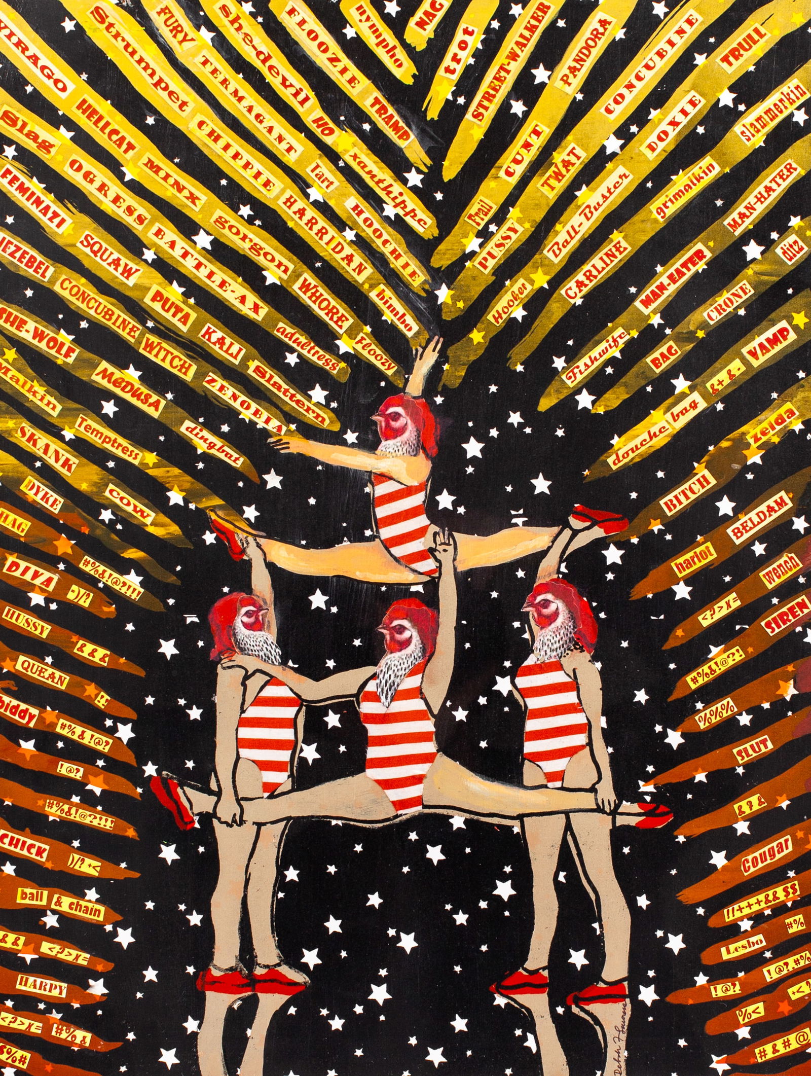 Deborah Faye Lawrence (WA) "Hen Party" Collage Art (1 of 2)