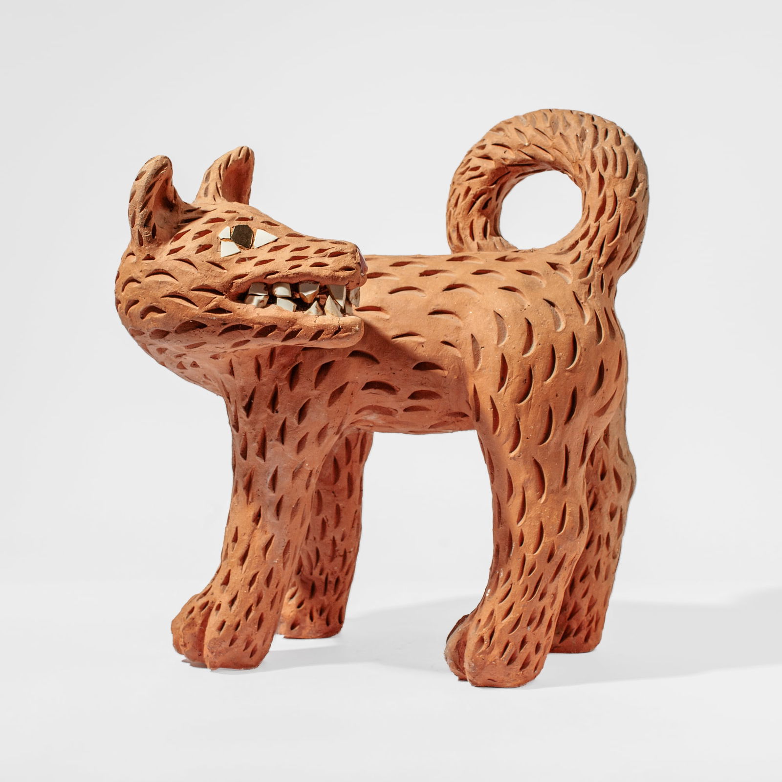 Large Mexican Folk Art Stoneware Dog Sculpture (1 of 3)