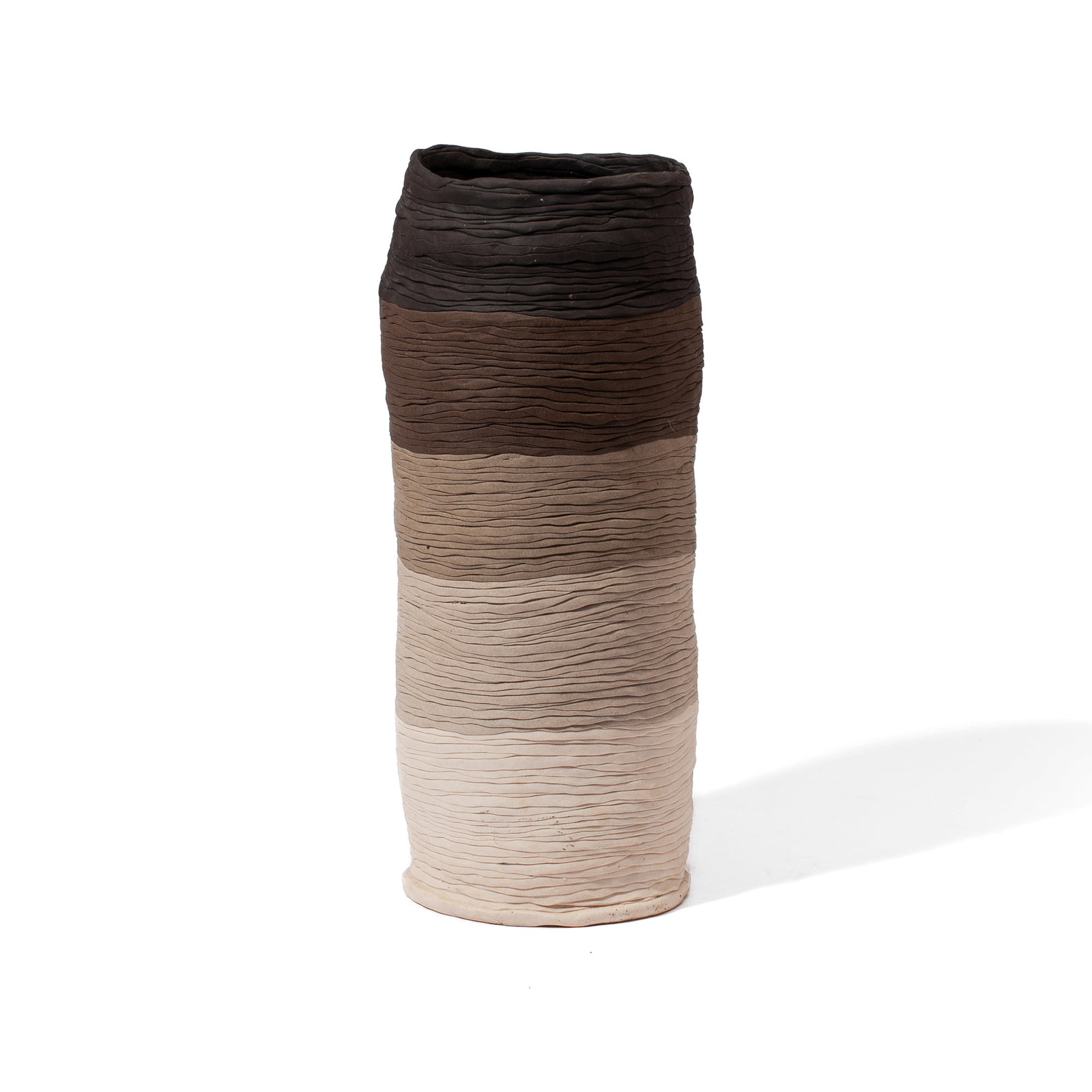 Amy Simons (WA) Gradient Ceramic Vase, 2016: Amy Simons (Washington) Gradient Ceramic Vase, 2016. Signed on base. Porcelain, black clay, and interior glaze. Measures 12x5". Excellent condition. Collection of Marge Levy (1943-2025), former