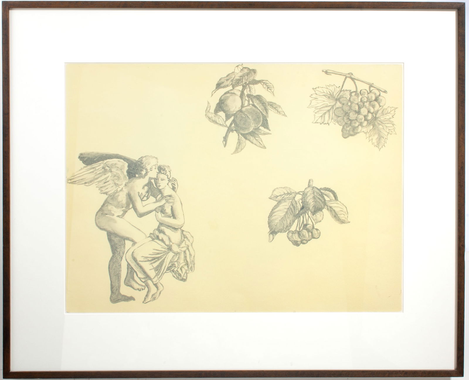 Ginny Ruffner (WA) Cupid & Venus Lithograph: Ginny Ruffner (1952-2025 Washington) Cupid & Venus Lithograph Print. Unsigned although not examined outside of frame. Image measures 17.5x24", professionally framed in dark stained maple with
