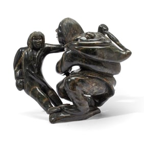 Kiawak Ashoona Mother & Children Stone Sculpture