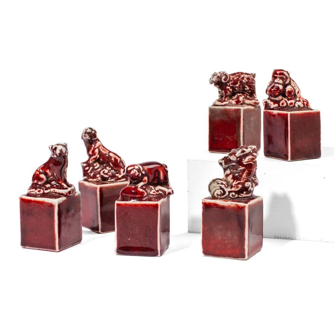 Chinese Oxblood Porcelain Zodiac Animals Seals (1 of 3)