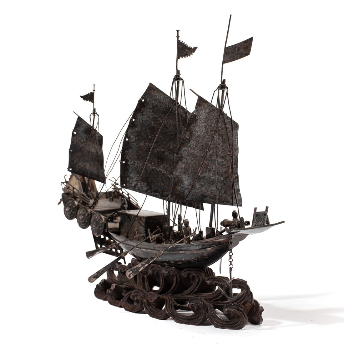 19th Century Chinese Export Silver Model Junk Boat (1 of 8)