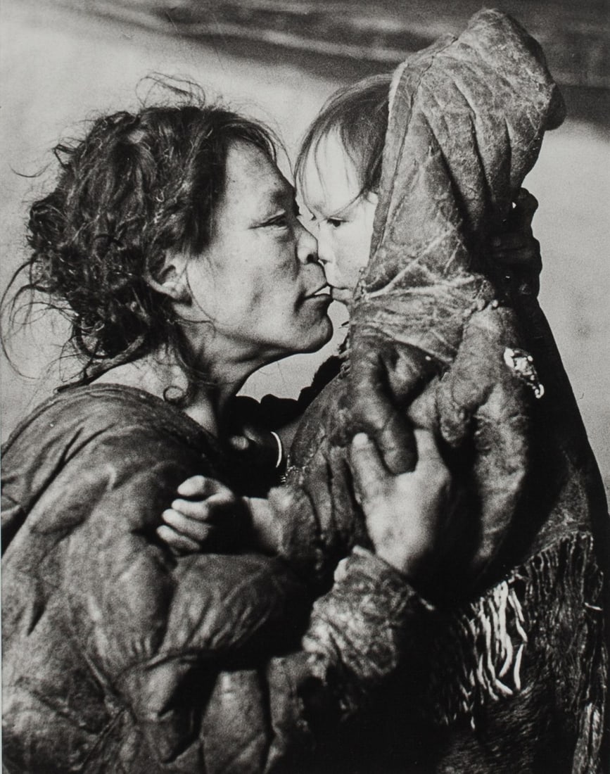Richard Harrington Keenaq & Keepseeyuk Photograph: Richard Harrington (1911 - 2005 Canada) "Keenaq & Keepseeyuk, 1950" silver gelatin photograph print, reading "Padlei NWT 1950" at verso; with signature and stamp currently obscured by matting. Printed
