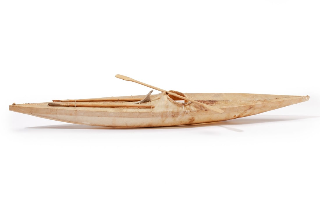 Inuit Sealskin & Cedar Model Kayak (1 of 6)