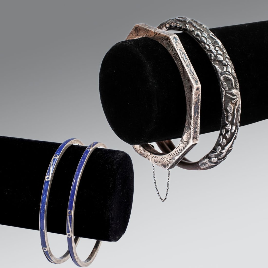 Four Asian Sterling Silver Bangle Bracelets (1 of 6)