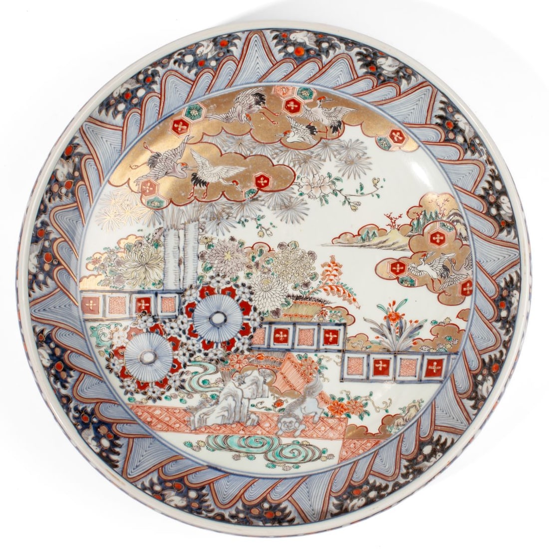 Large Japanese Imari Cranes & Flowers Basin (1 of 3)