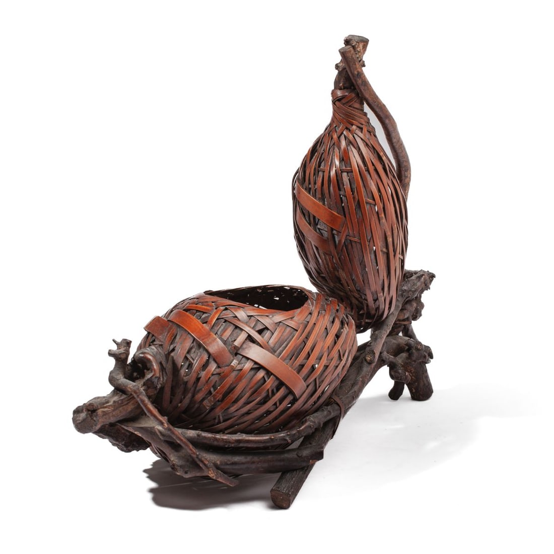 Japanese Woven Bamboo Gourd Ikebana Arrangement (1 of 4)