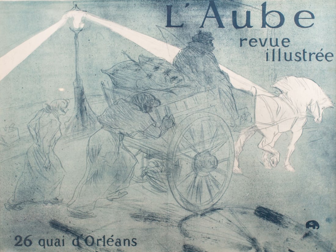 Henri de Toulouse-Lautrec "L'Aube" 1896 Poster: Henri de Toulouse-Lautrec (1864 - 1901) "L'Aube" (The Dawn) poster. 1896. Color lithograph on paper. Printed by Ancourt for the illustrated left-wing periodical "L'Aube". Pencil annotation at