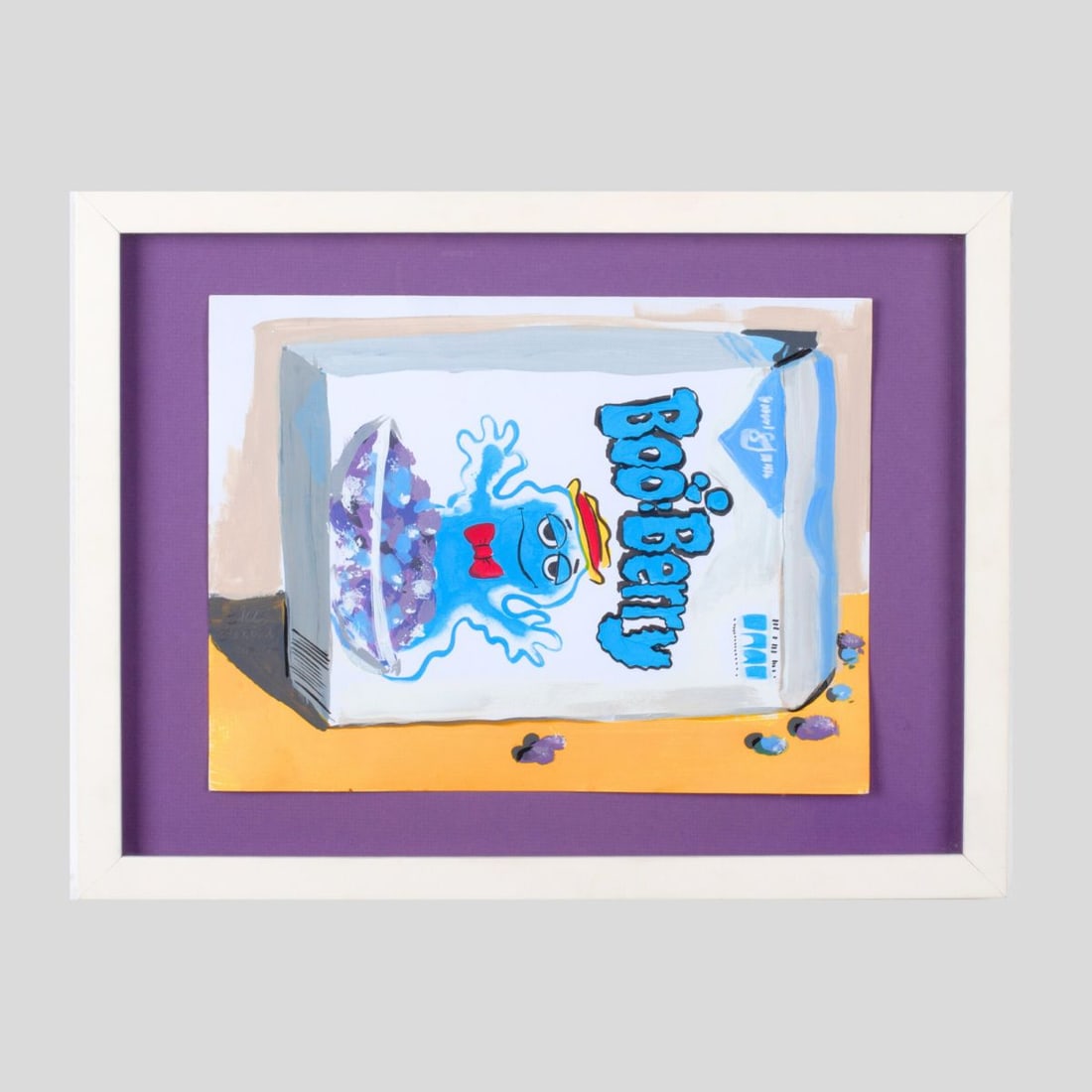 Bill Brown (WA) Acrylic on Paper: "Boo-Berry", 2021. Original acrylic on heavy artist's paper. Pencil signed and dated 2021 lower left along with artist's label to the reverse. Float mounted in custom white lacquer frame with 