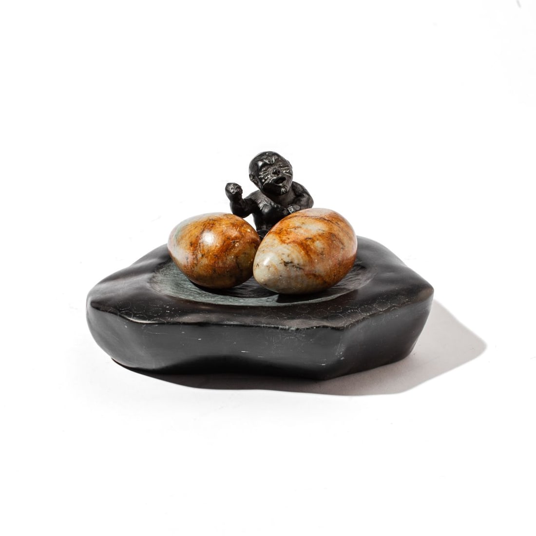 Inuit Carved Soapstone Baby in Bird's Nest (1 of 6)