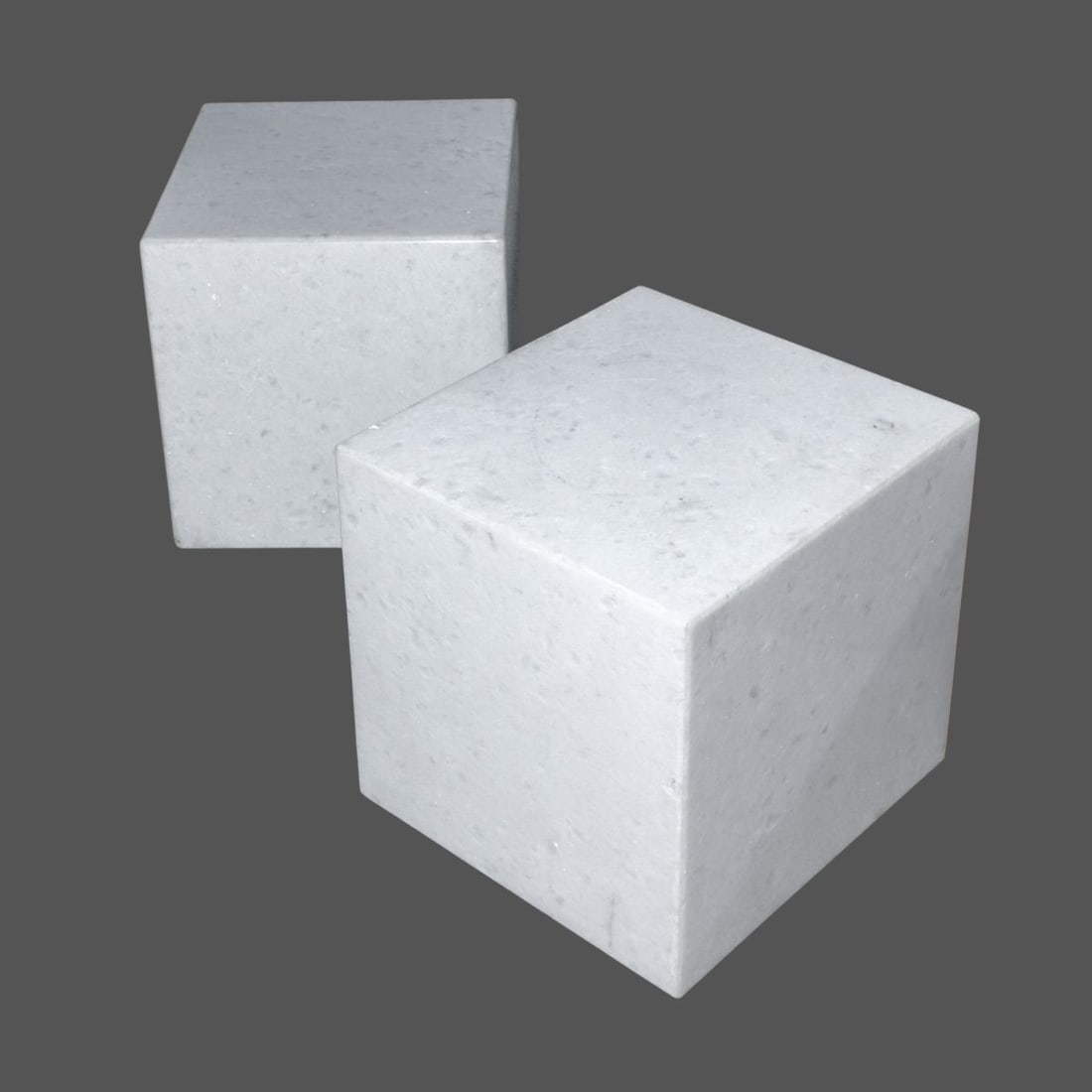 Pair White Thassos Marble Cube Pedestal Tables (1 of 2)