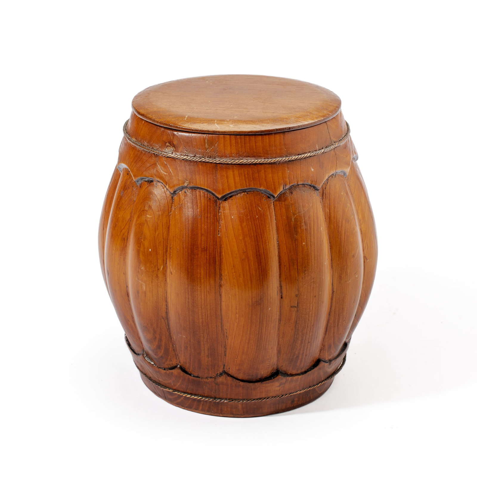 Antique Japanese Wood Lidded Barrel (1 of 4)