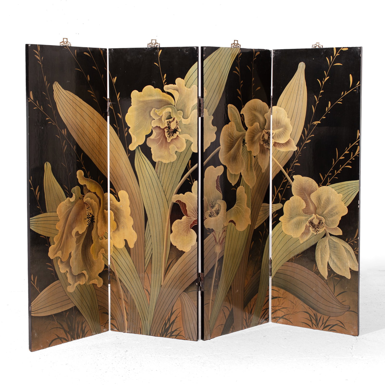 Japanese Lacquered Four-Panel Screen (1 of 9)