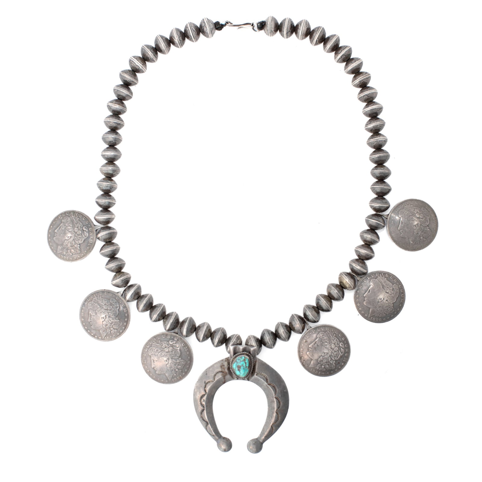 Morgan Dollar Mercury Dime Squash Blossom Necklace (1 of 6)