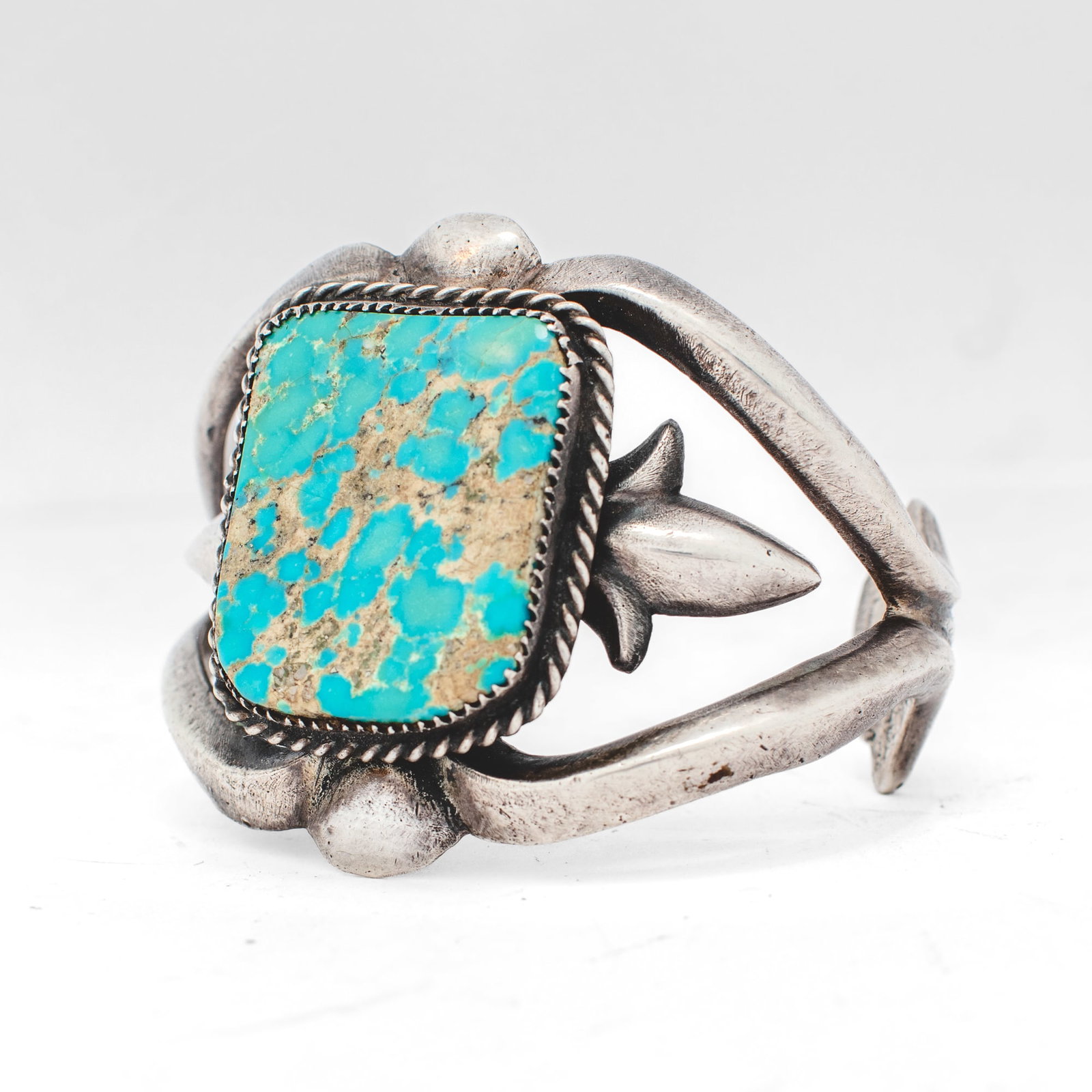 Navajo Pawn Silver & Turquoise Cuff Bracelet (1 of 5)