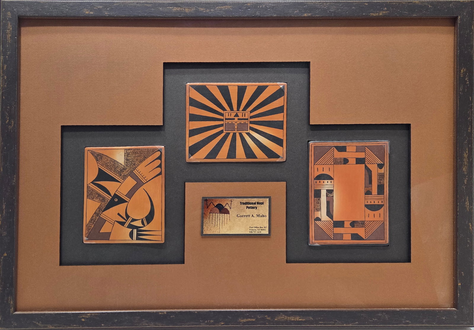 Three Garrett Maho Polychrome Pottery Tiles (1 of 5)