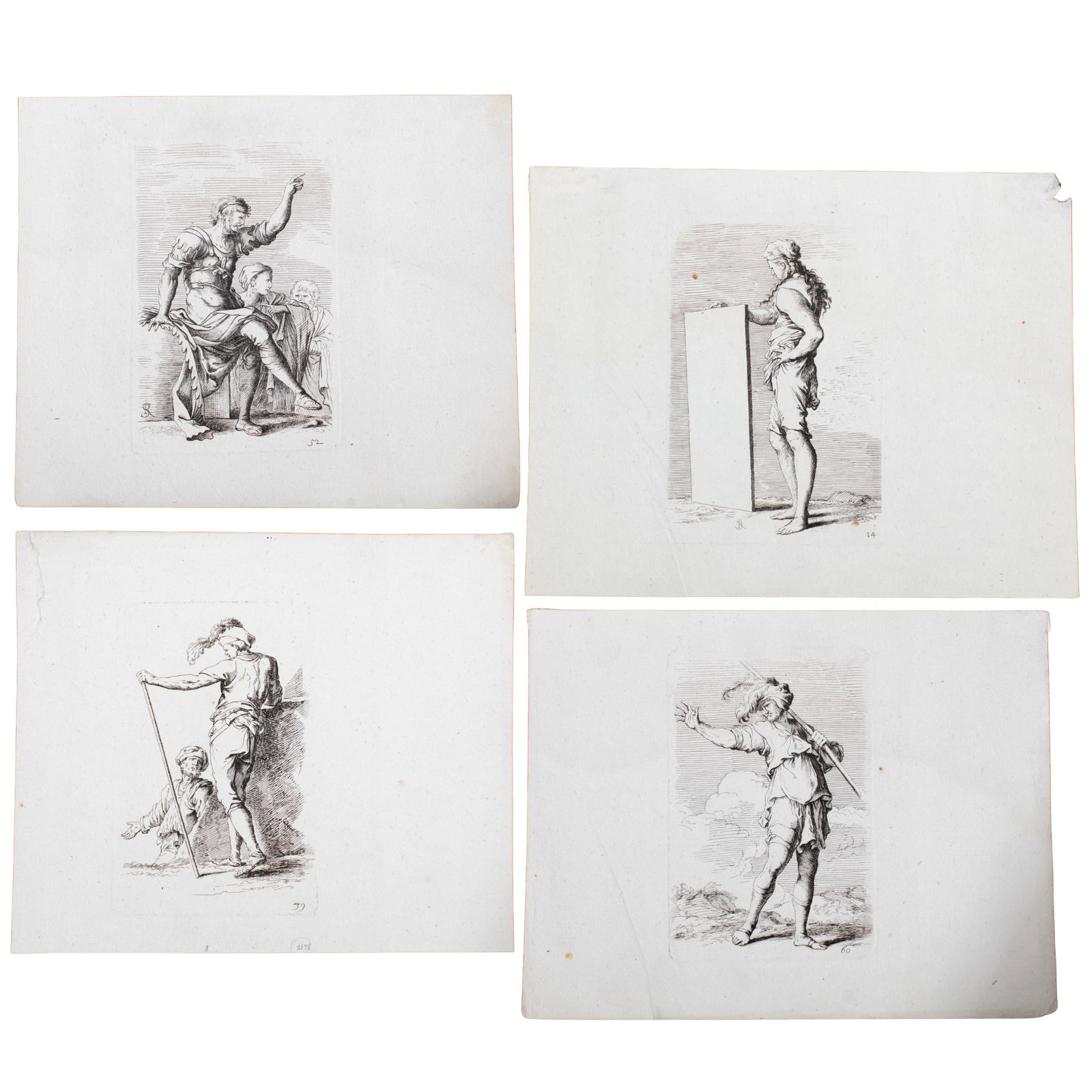 Four Antique Figural Etchings After Salvator Rosa (1 of 5)