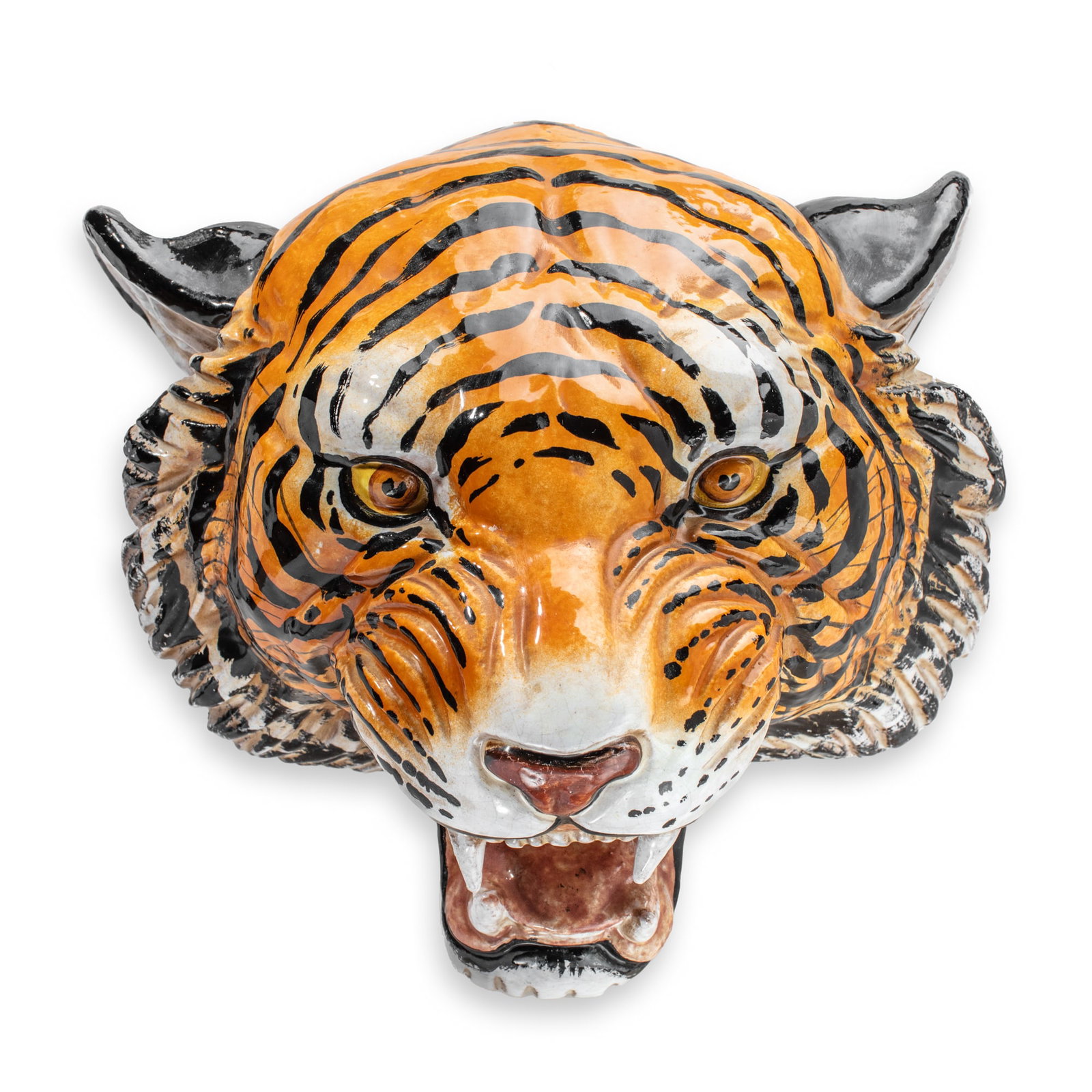 Large Italian Majolica Tiger Head (1 of 6)