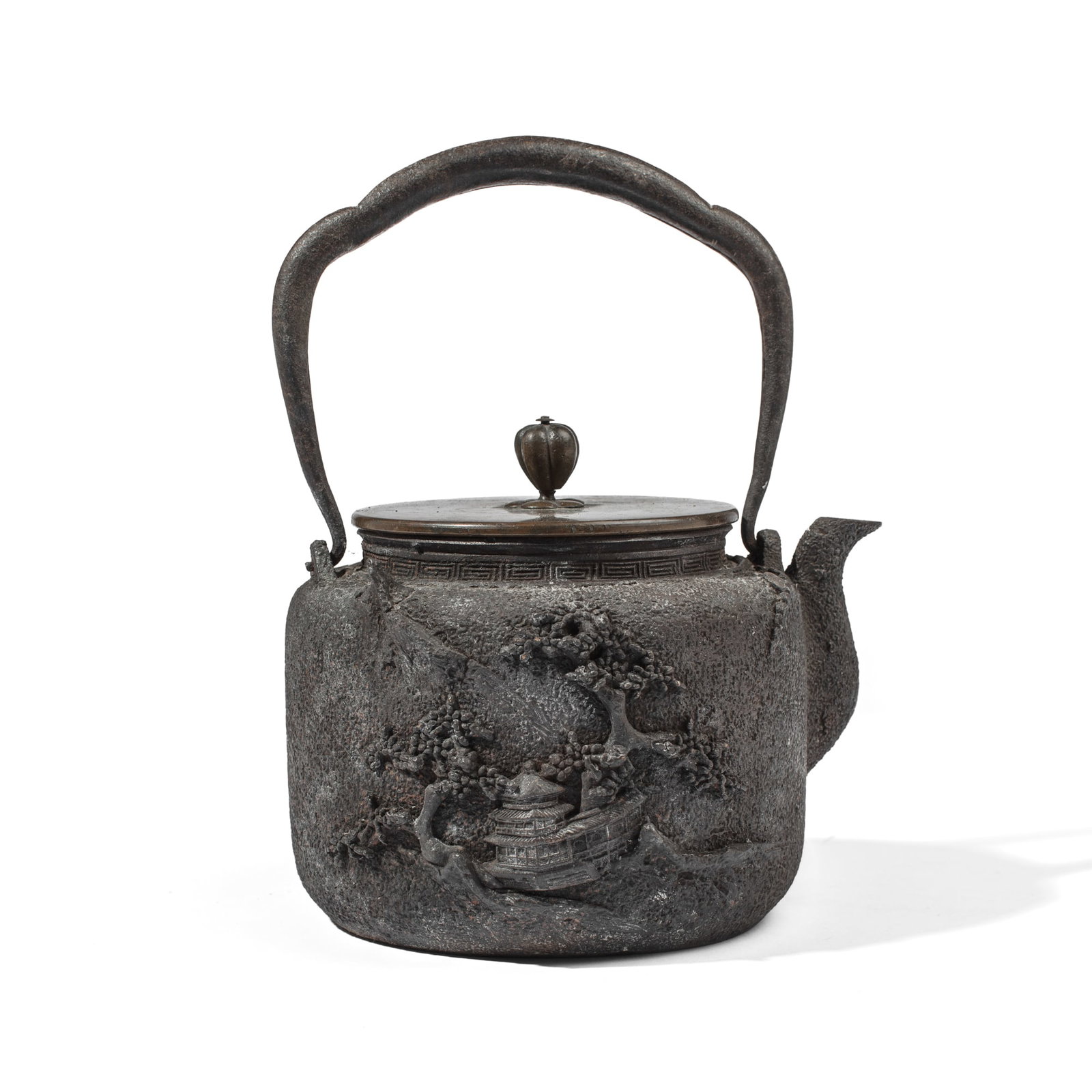 Antique Japanese Iron Landscape Tetsubin Kettle (1 of 5)