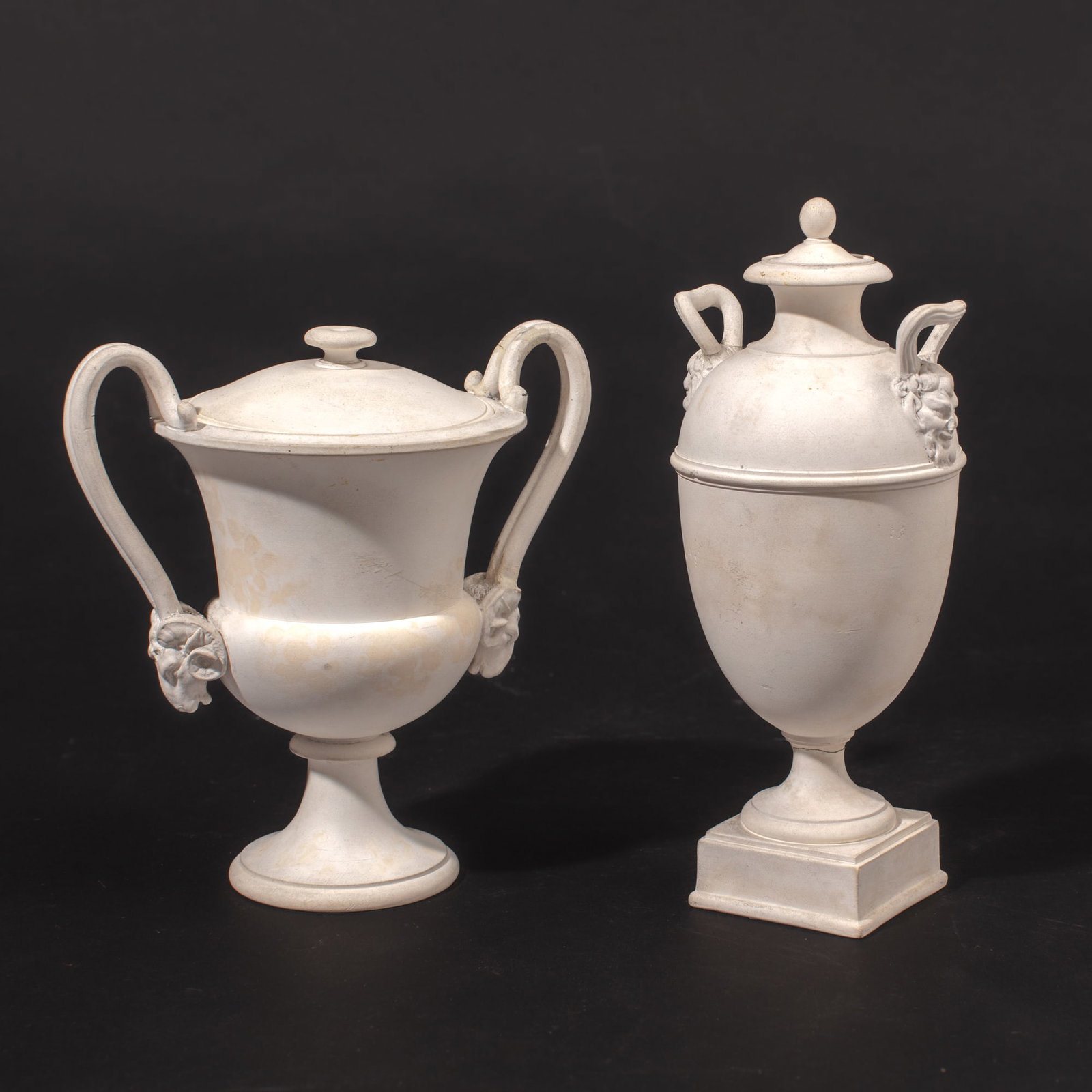 Two Wedgwood Solid White Jasperware Covered Urns (1 of 13)