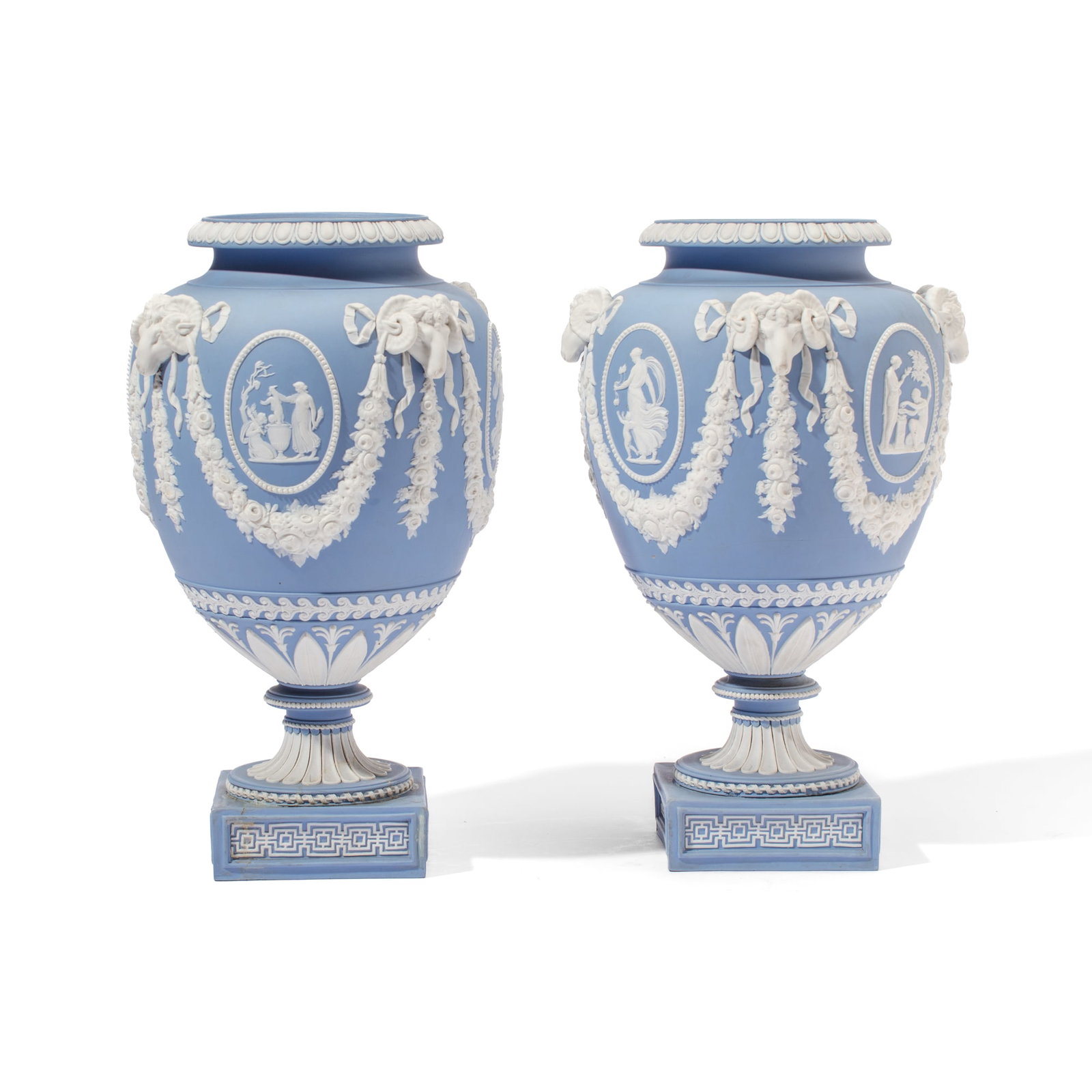 Pair of Wedgwood Blue Jasperware Potpourri Vases (1 of 8)