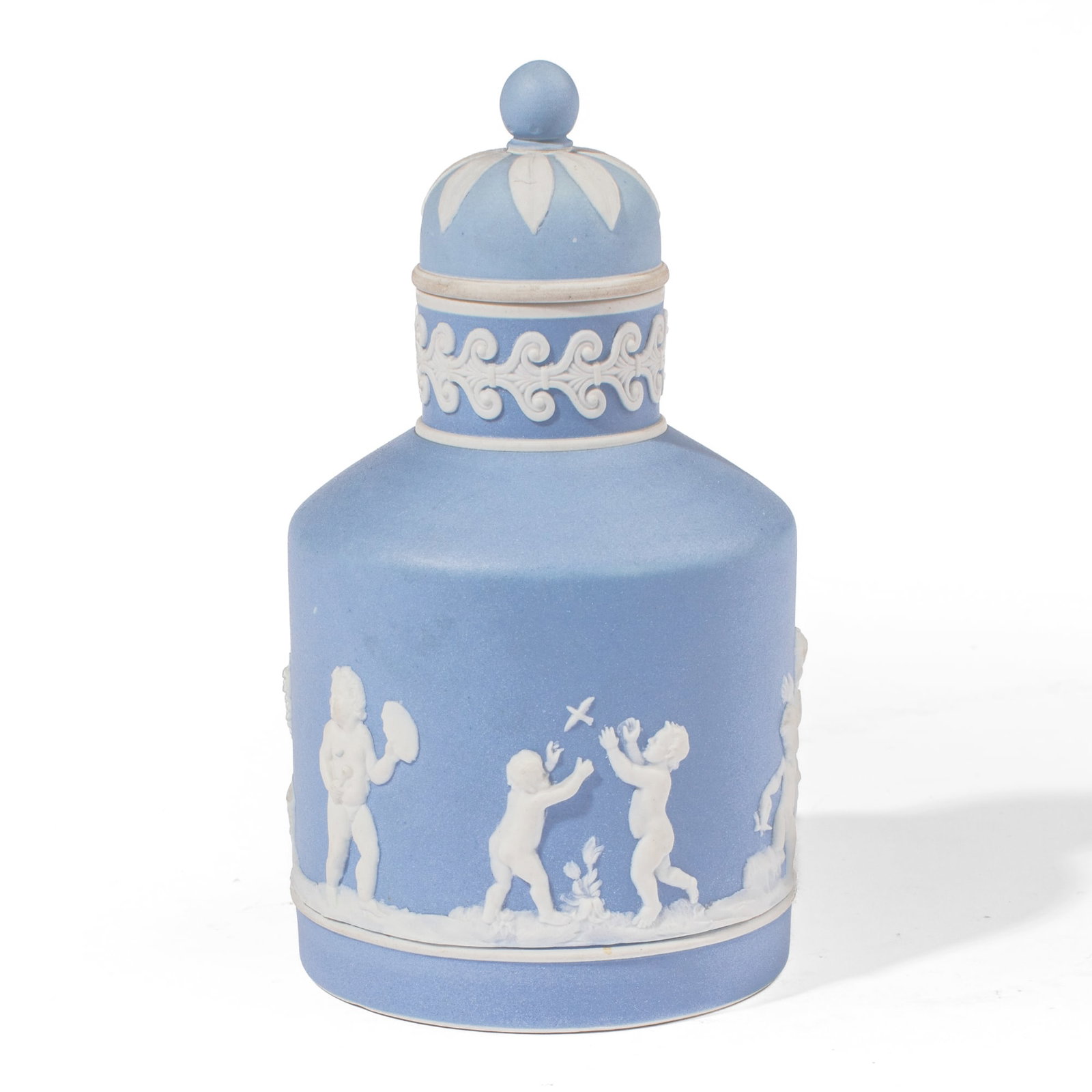 Wedgwood Blue Jasperware "Putti" Tea Caddy (1 of 5)