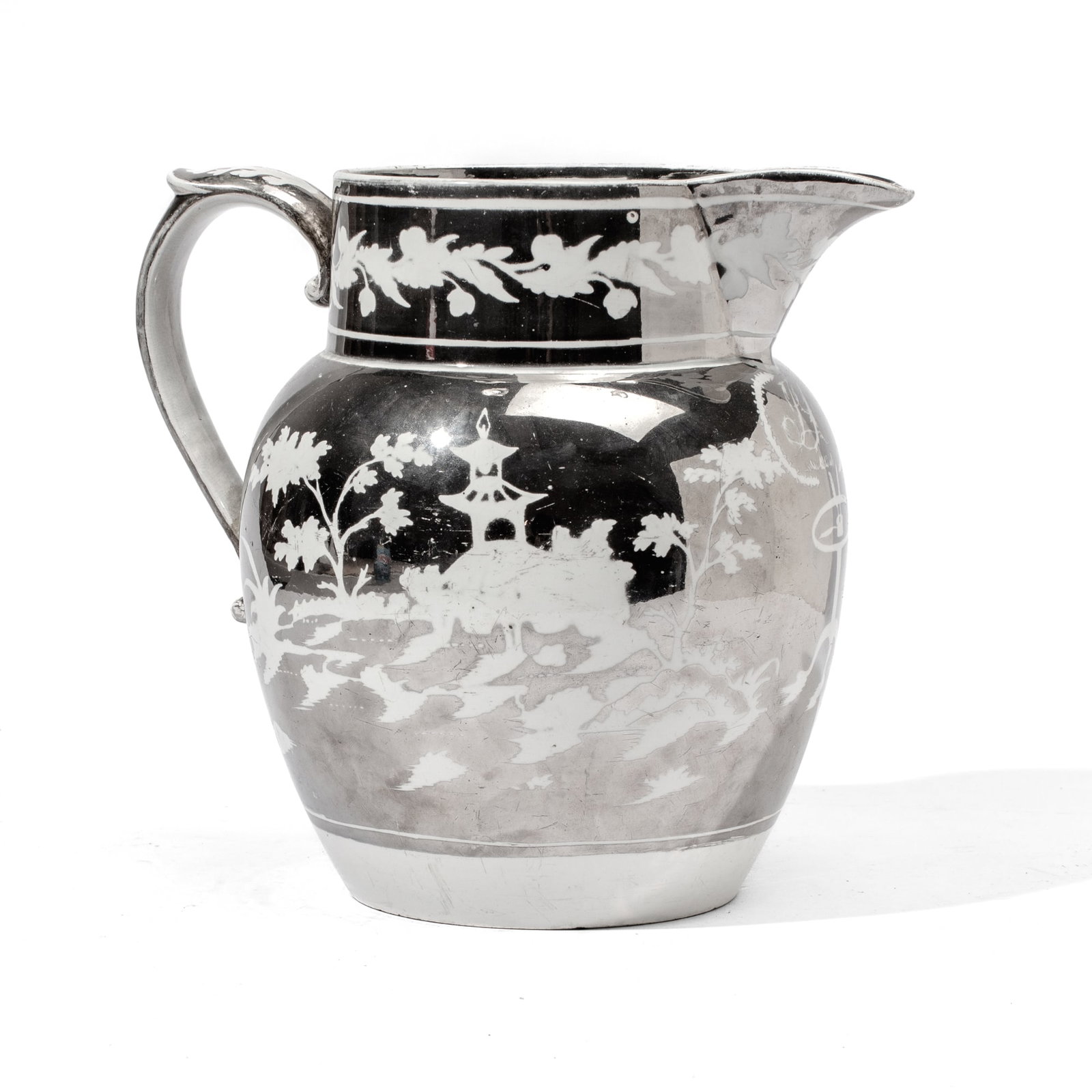 Large English Staffordshire Silver Lustre Jug (1 of 5)