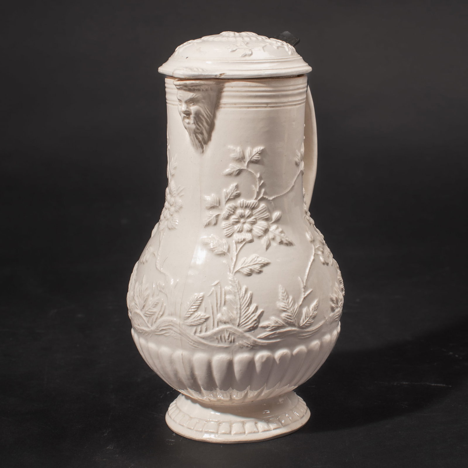 Antique French Pewter-Mounted Faience Jug (1 of 6)
