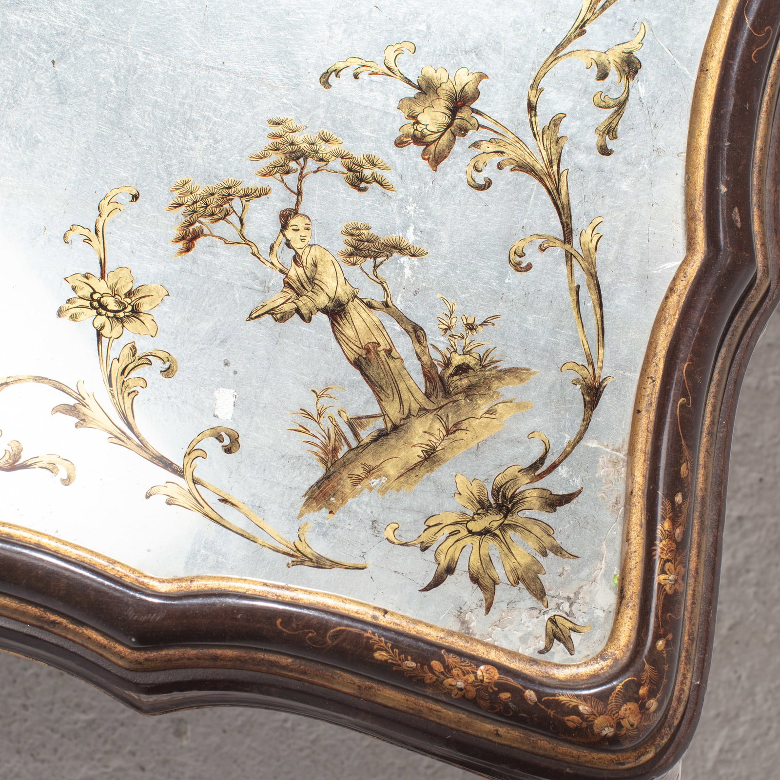 Continental Rococo Style Lacquer & Silver Table - 6