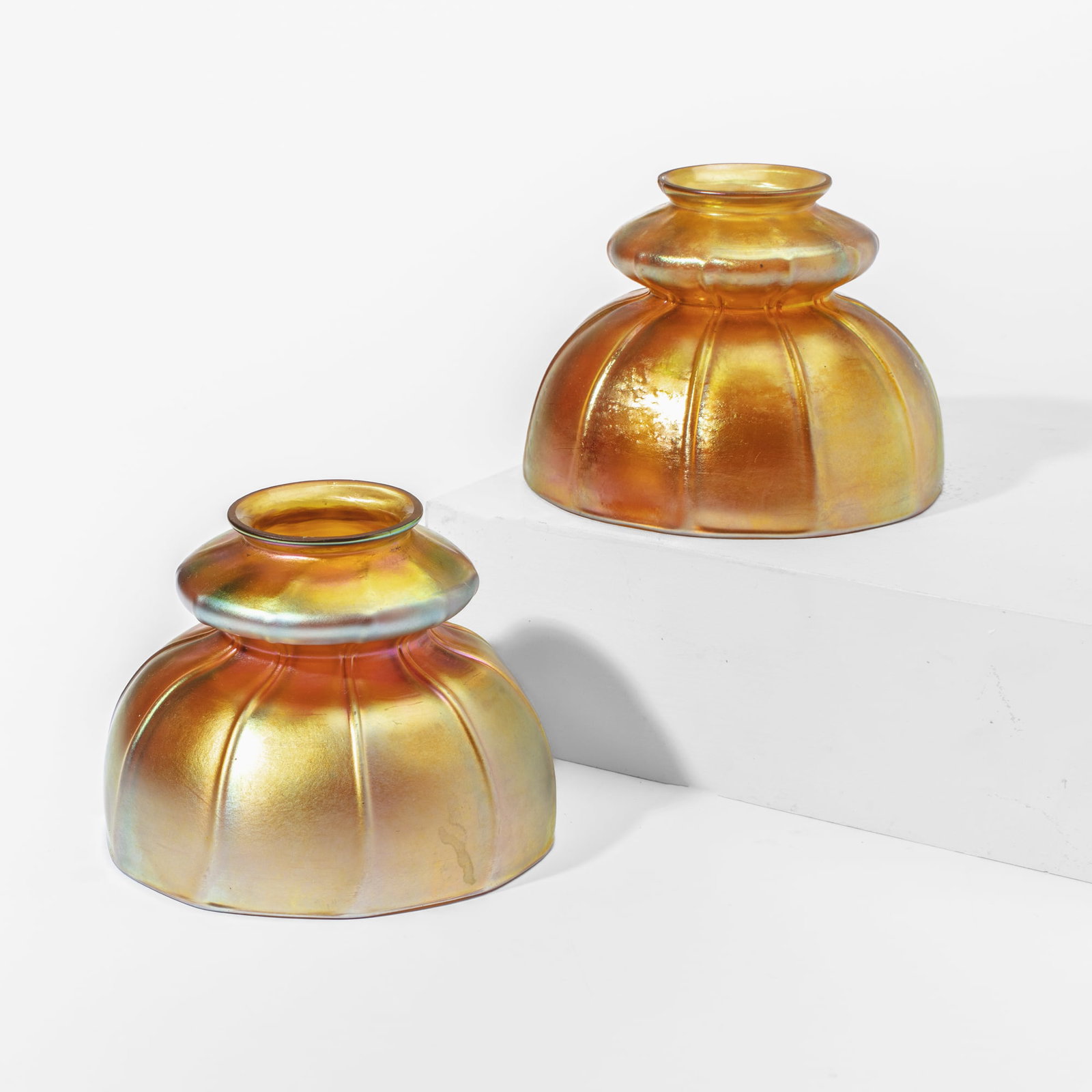 Pair Steuben Aurene Glass Shades (1 of 7)