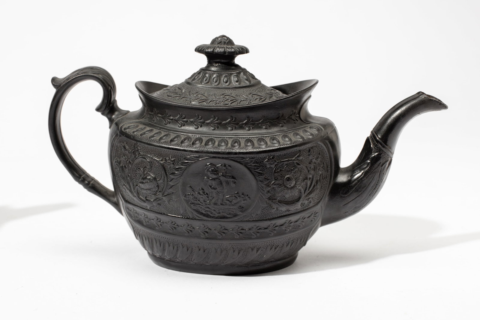 Two Black Basalt Teapots / American Eagle - 2