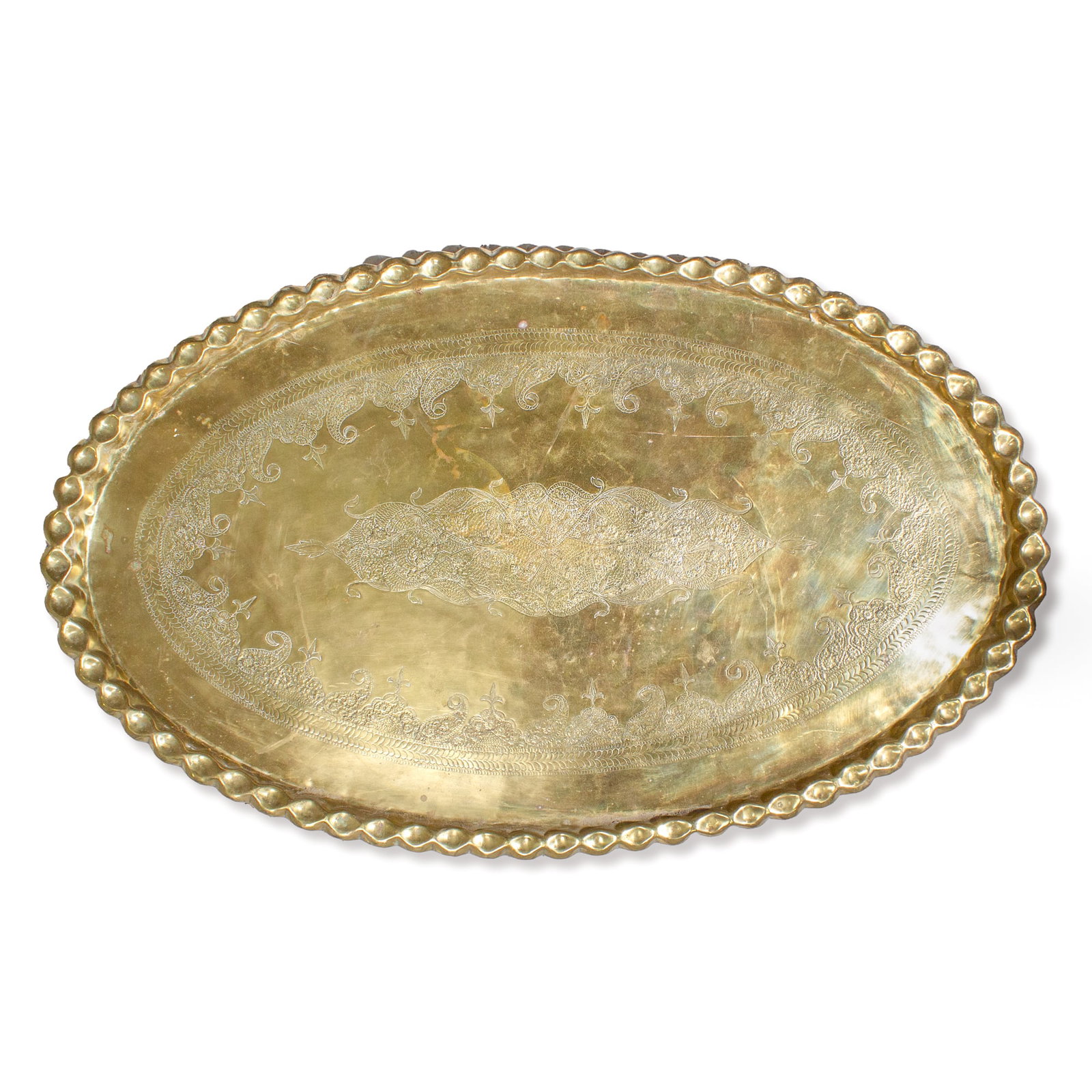 Vintage Indian / Persian Brass Tray 55" x 33.5" (1 of 7)