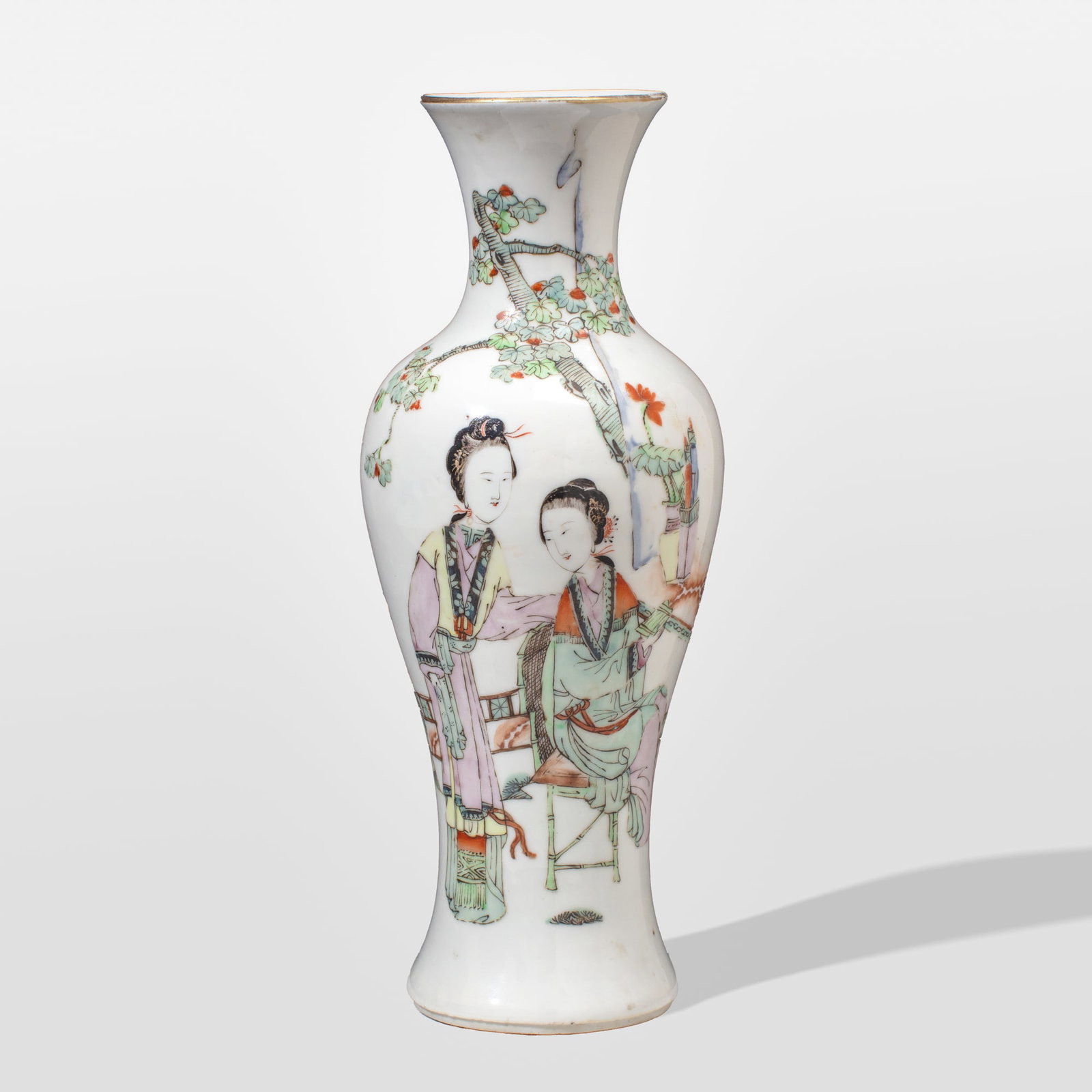 Chinese Famille Verte Porcelain "Maidens" Vase (1 of 5)