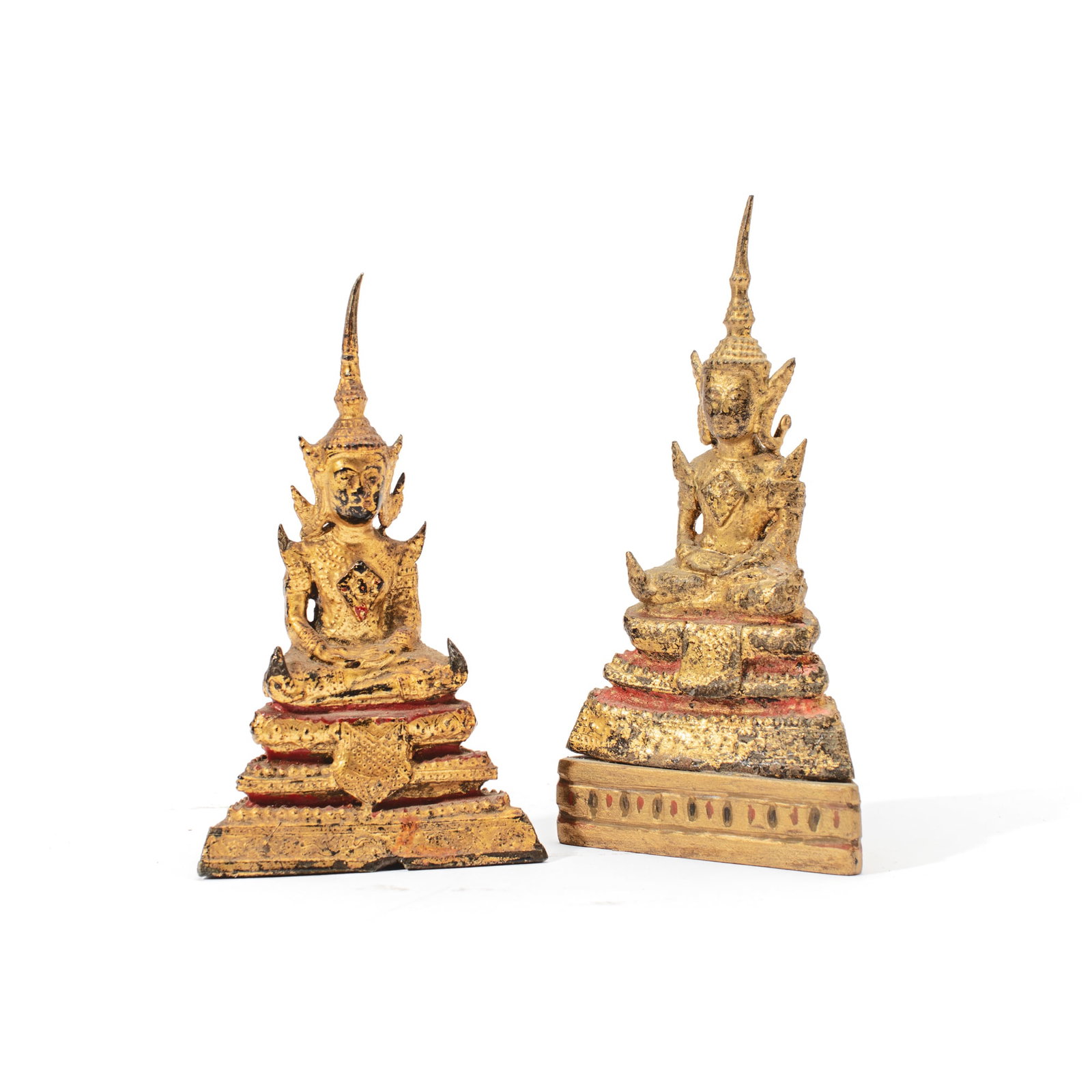 Two Antique Thai Rattanakosin Gilt Bronze Buddhas (1 of 5)