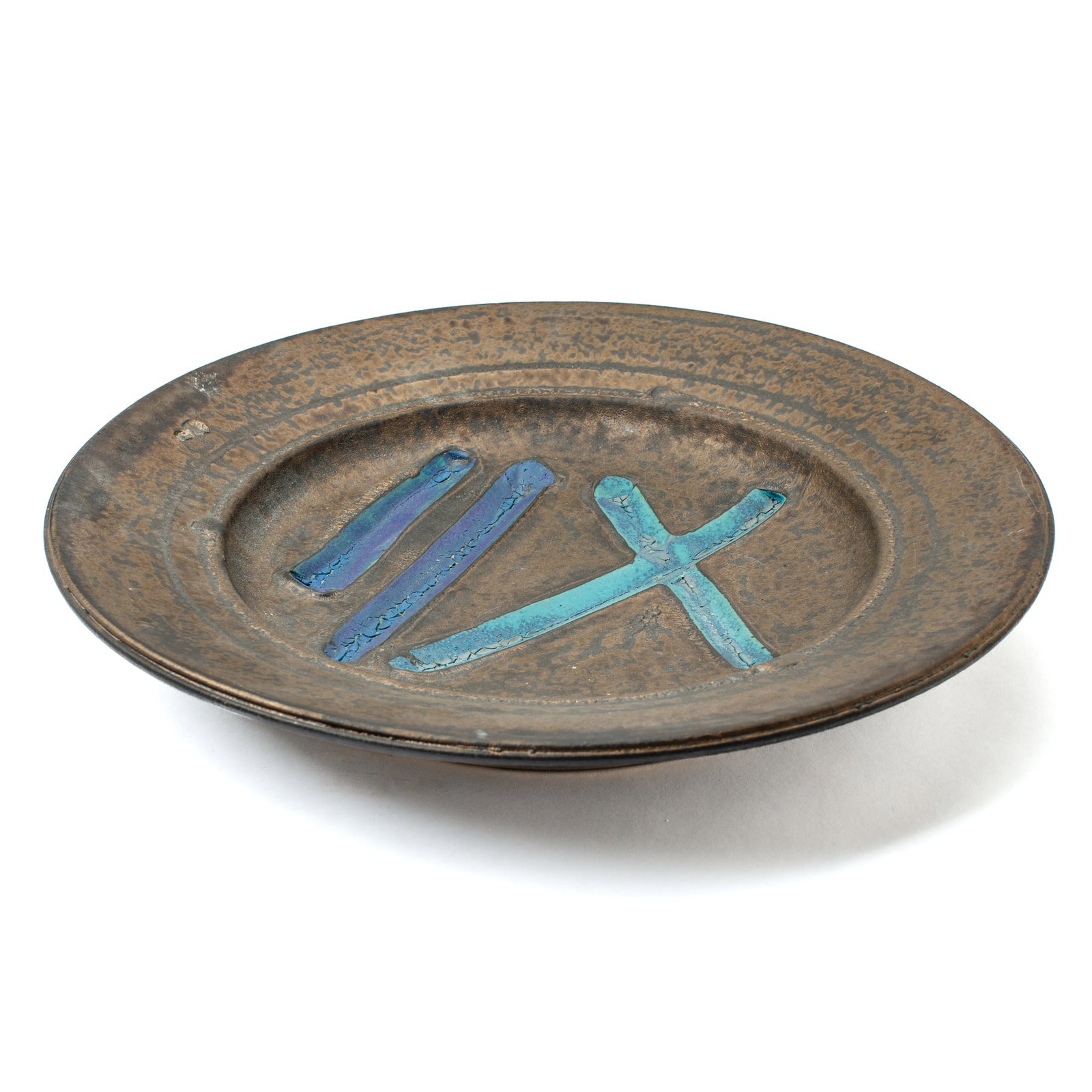 Patrick Horsley "XII" Large Stoneware Charger: Patrick Horsley (b.1943 Oregon) "XII" Large Stoneware Charger. Signed with artists seal impression on back. Measures 22x3.5". Collection of Mike Peck, Seattle WA. Excellent condition.