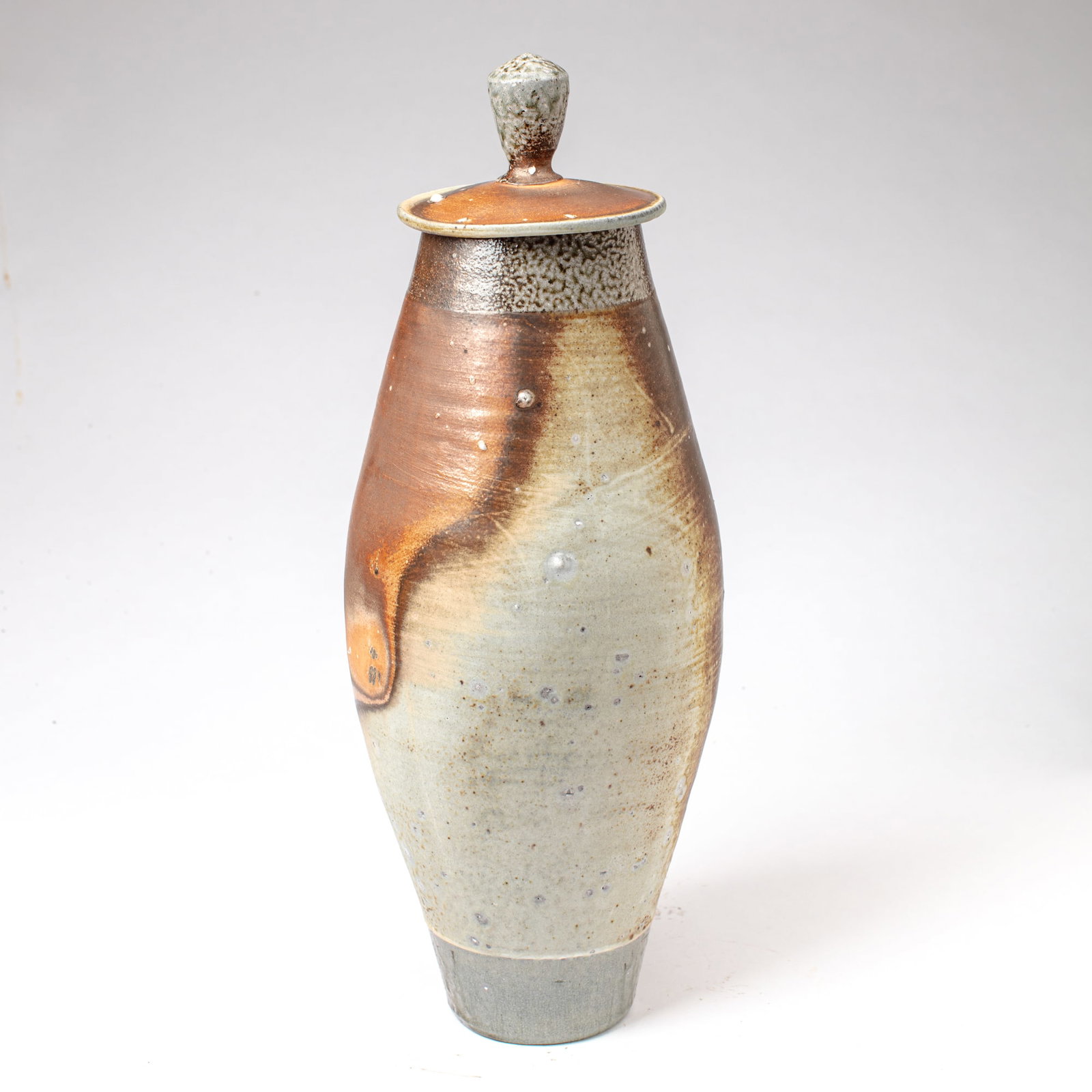 Damian Grava (WA) Large Soda Fired Tall Lidded Jar (1 of 2)