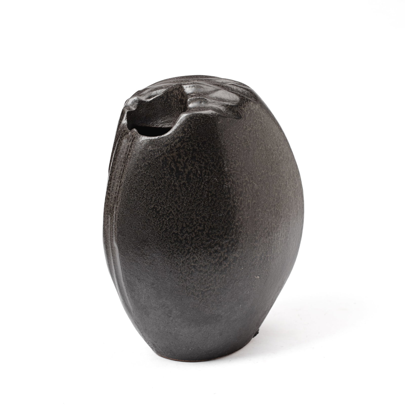 Reid Ozaki (WA) Black Glaze Ikebana Vase (1 of 3)