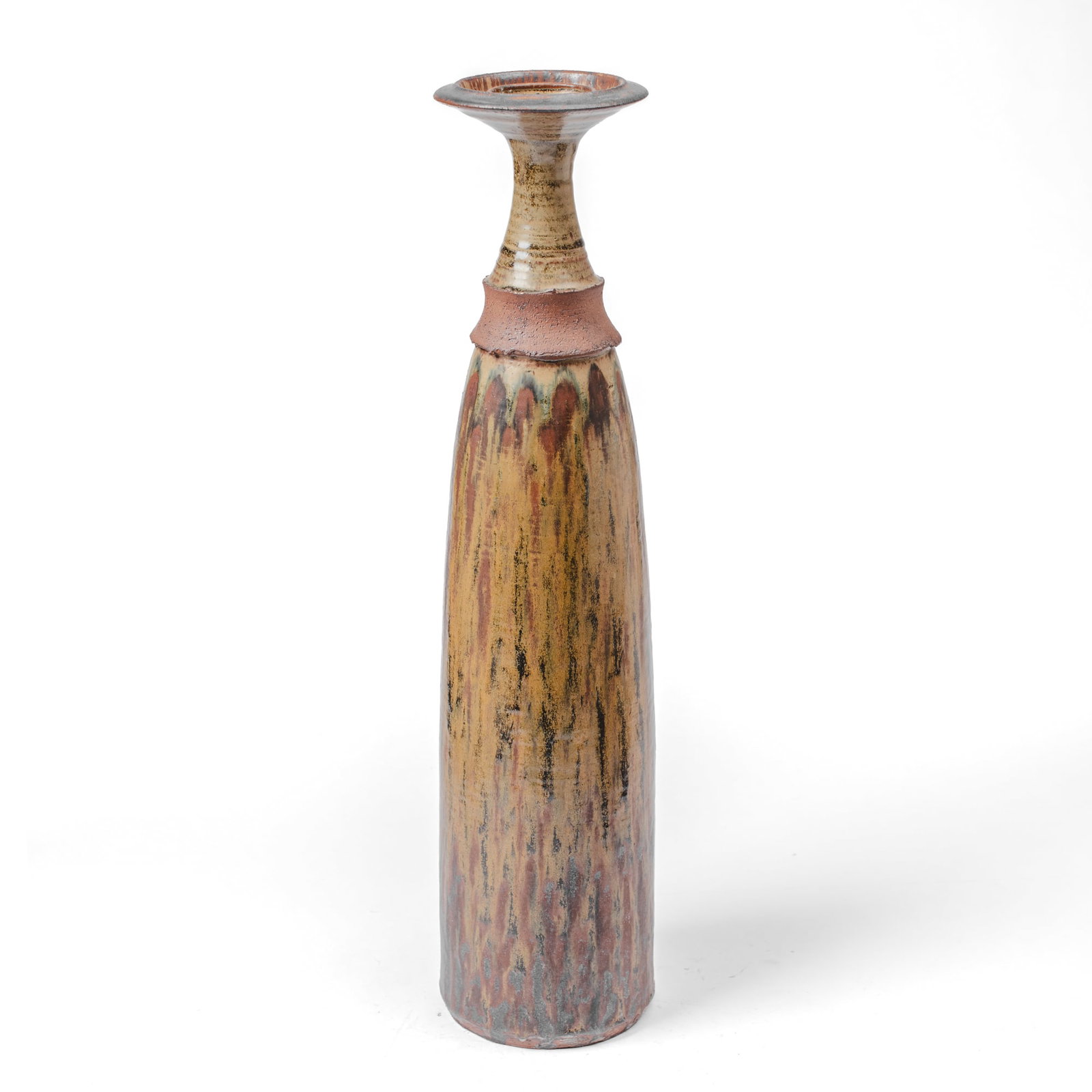 Robert Sperry (WA) Tall Stoneware Bottle Vase: Robert Sperry (1927-1998 Washington) Tall Stoneware Bottle Vase. Signed on base. Measures 25x6''. Collection of Mike Peck, Seattle WA. Excellent condition.