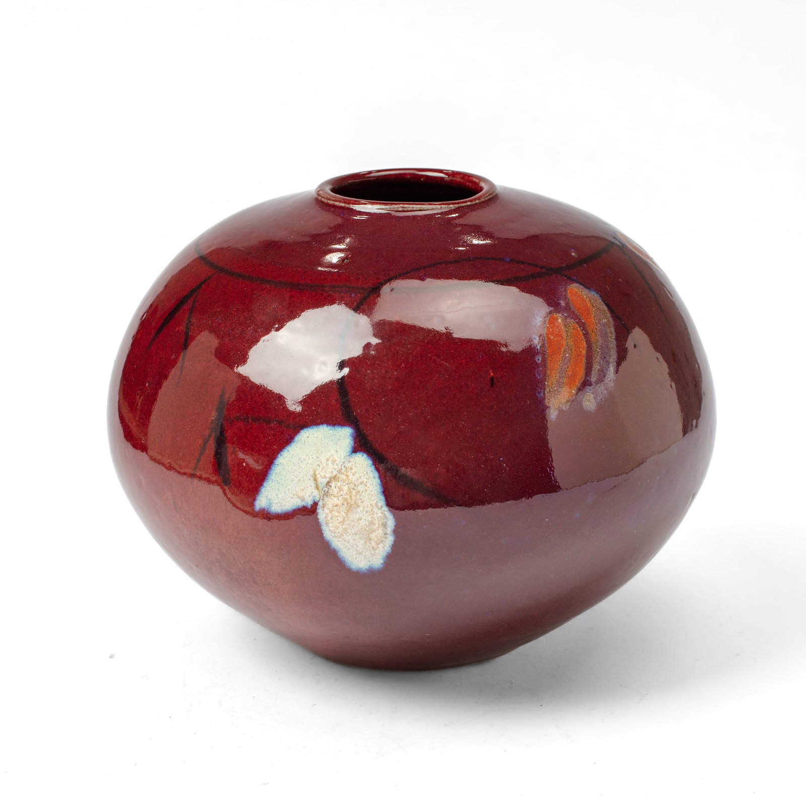 Gerry Newcomb (WA) Decorated Ox Blood Ball Jar (1 of 3)