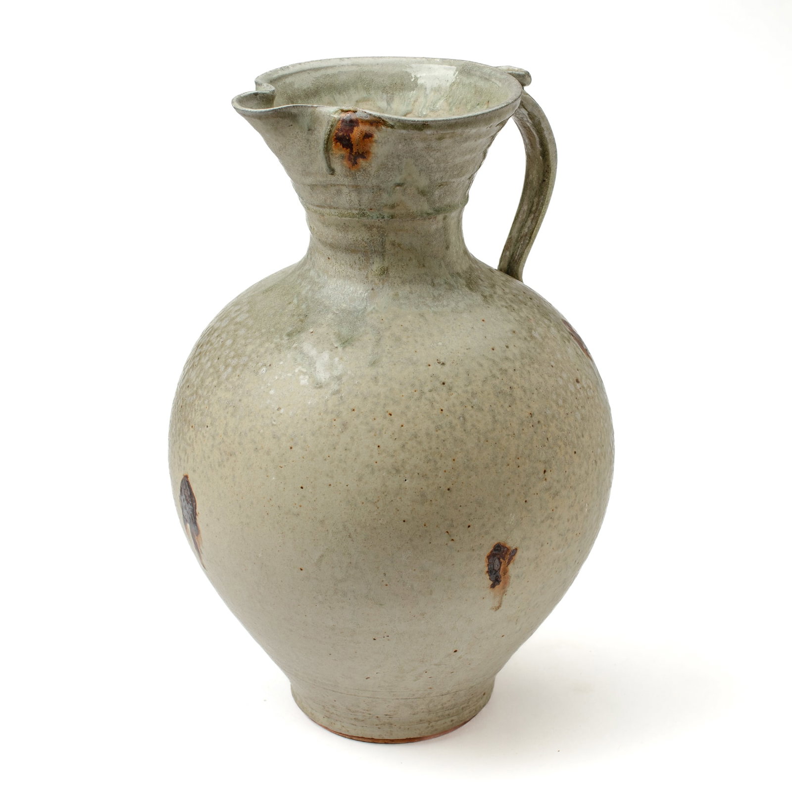 Wally Bivins (WA) Large Stoneware Pitcher: Wally Bivins (Washington) Large Stoneware Pitcher. Signed on base. Impressive hand thrown large pitcher. Measures 17.5x11". Collection of Mike Peck, Seattle WA. Excellent condition.